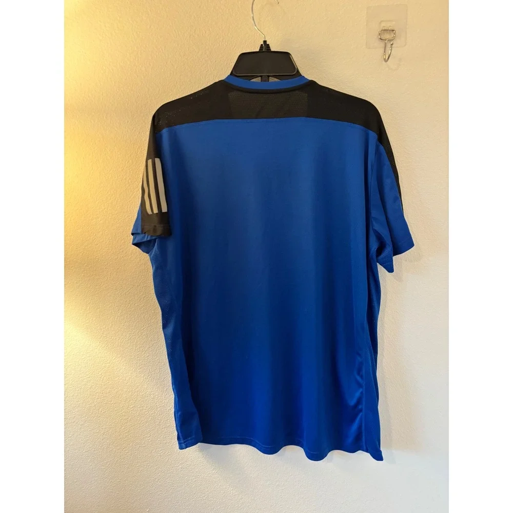 Adidas Mens XL Running Primegreen Aeroready Blue Black Athletic Shirt FT1431